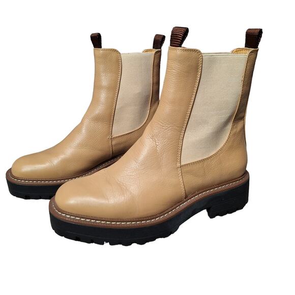Sam Edleman Laguna womens 9 Wide Waterproof Lug Sole Chelsea Boot in tan Sesame - Picture 1 of 8